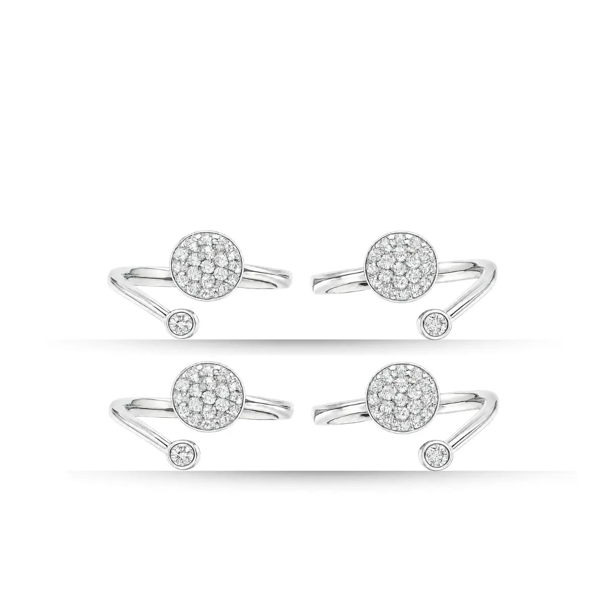 925 Sterling Silver A Toe Ring Pair Of 2 Stylish Round CZ Design For Women